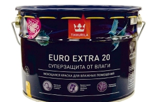 Краска влагостойкая акриловая TIKKURILA EURO EXTRA 20 А полуматовая (9л)