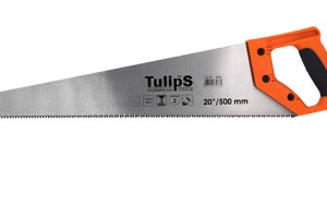 Ножовка по дереву 500 мм, средний каленый зуб, двухгранная заточка, двухкомпонентная рукоятка, TULIPS