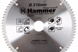 Диск пильный Hammer Flex 205-301 CSB AL 210мм*80*30/20мм по алюминию