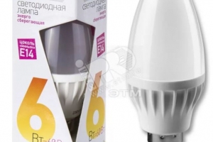 Лампа светодиодная Онлайт 6 Вт Е14 (свеча, аналог 60Вт) тепл. 71620 *1/10/100