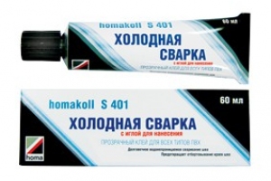 Клей для линолеума и ПВХ покрытий Homakoll S 401 холодная сварка с иглой (0,06 л)/160